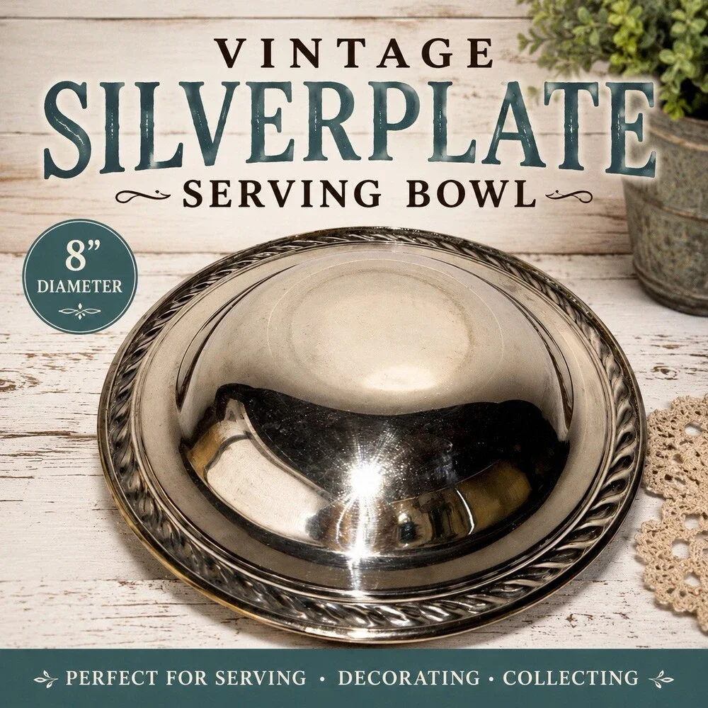 Silverplate Bowl/Dish Rope Edge Rim Serving Piece, Marked on Base